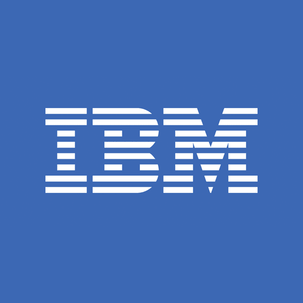 ibm lettermark logo in the classic blue and white colorway