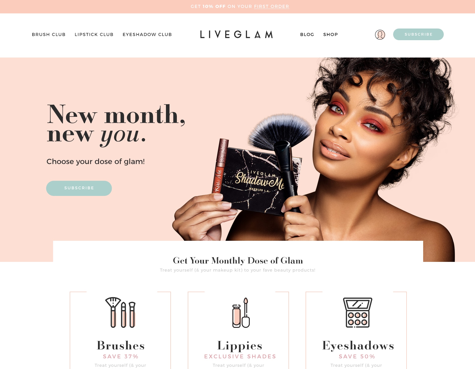 Beautiful modern cosmetics branding web design example