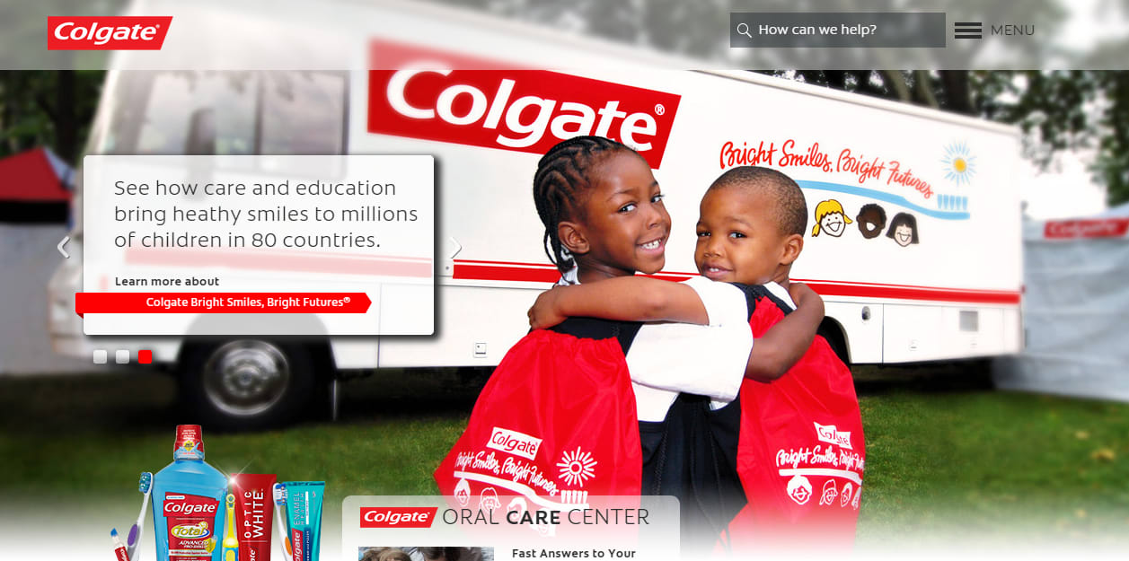 Capture d'&eacute;cran du site web de Colgate Oral Care Center