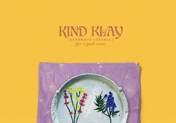 lilac and mustard logo design for homemade ceramics brand