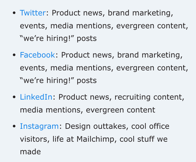 social media style guide from mailchimp