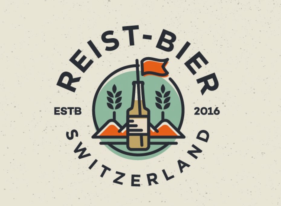 beer bottle with small mountains and wheat in the background