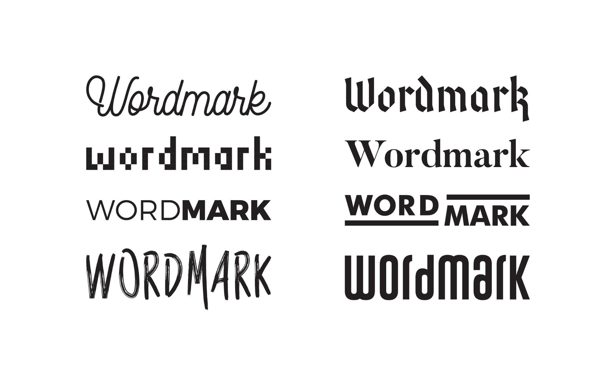 comparing different effects of different wordmarks