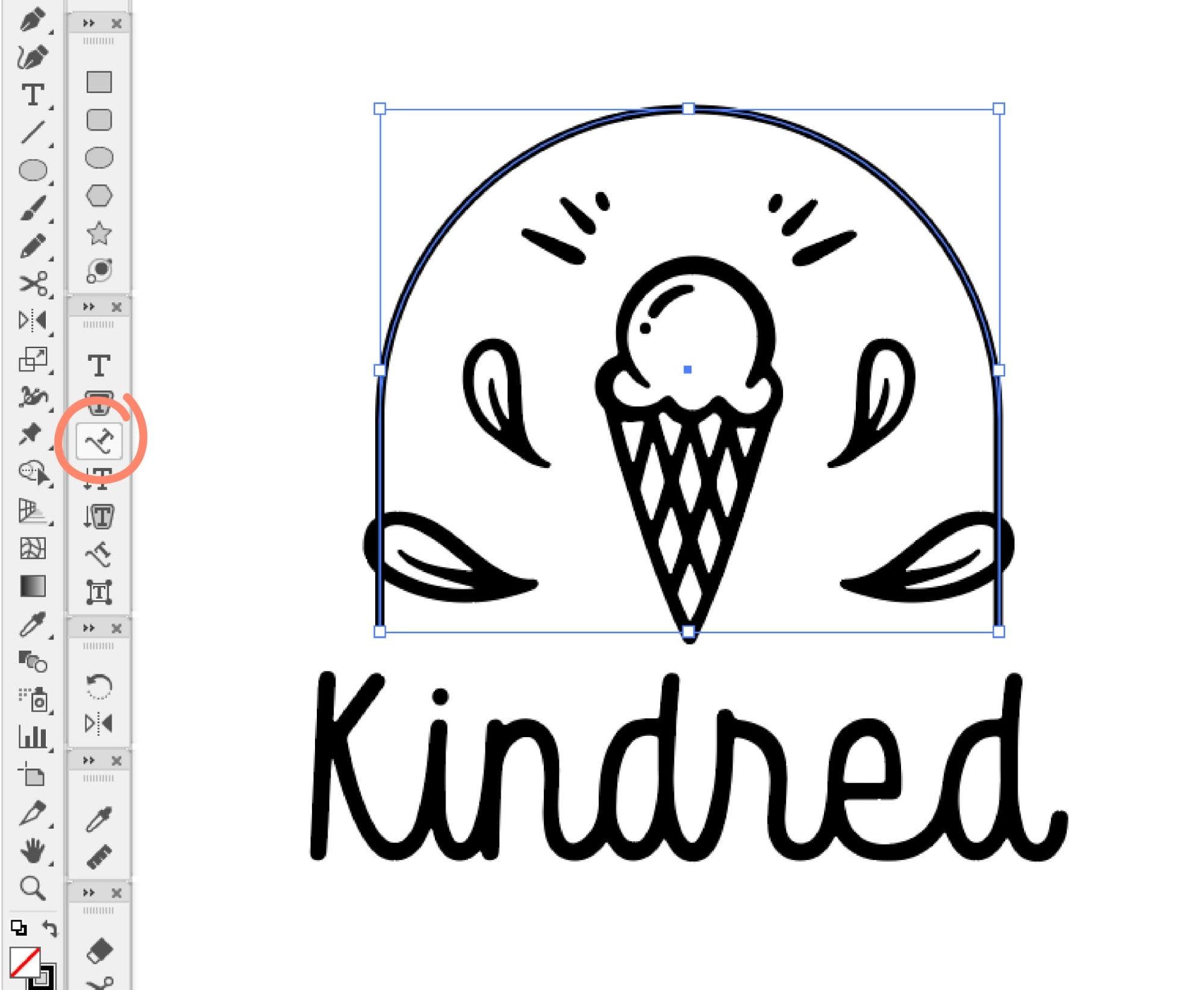 illustrator screenshot creating tagline for logo