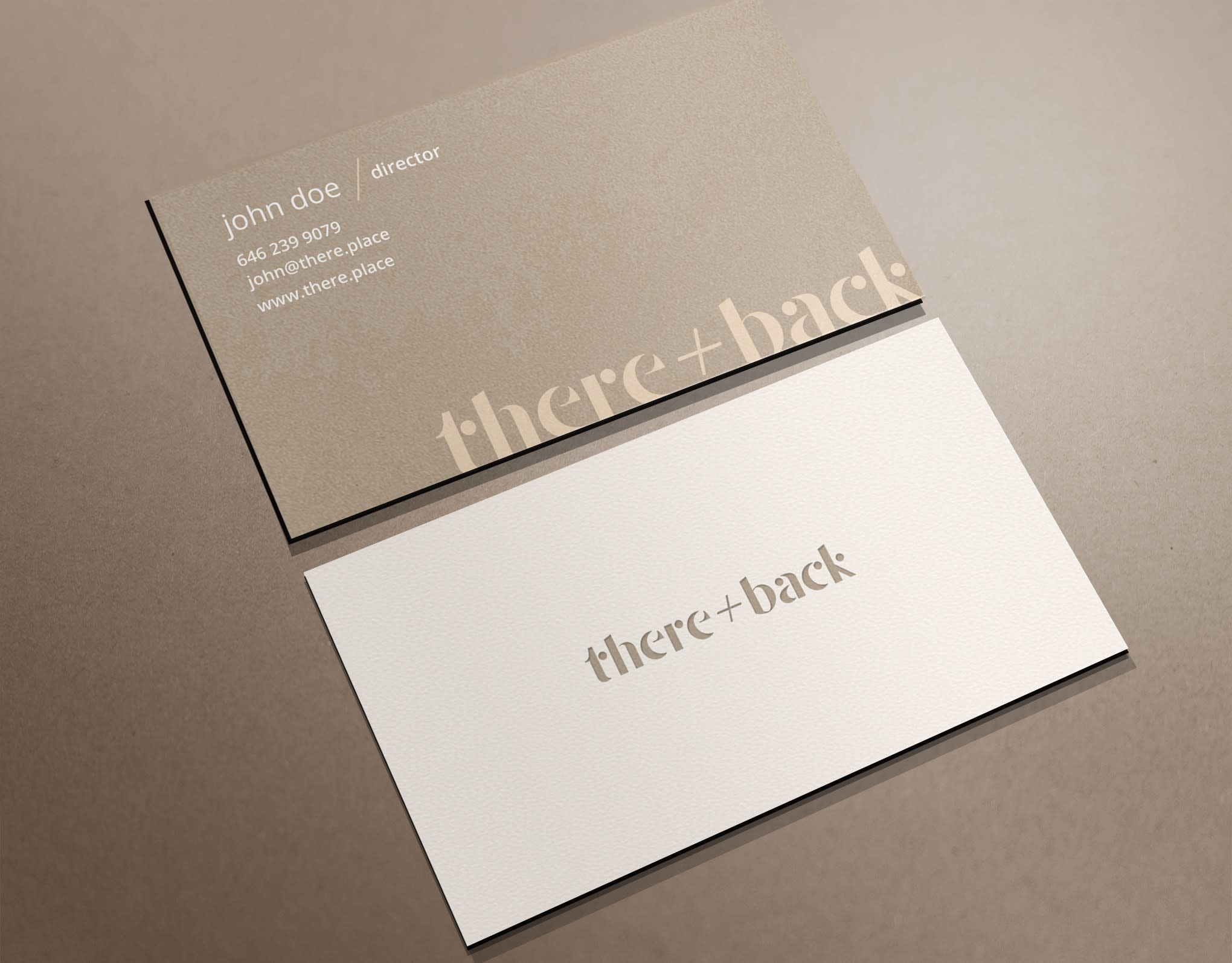Beige business card with a minimalist color scheme