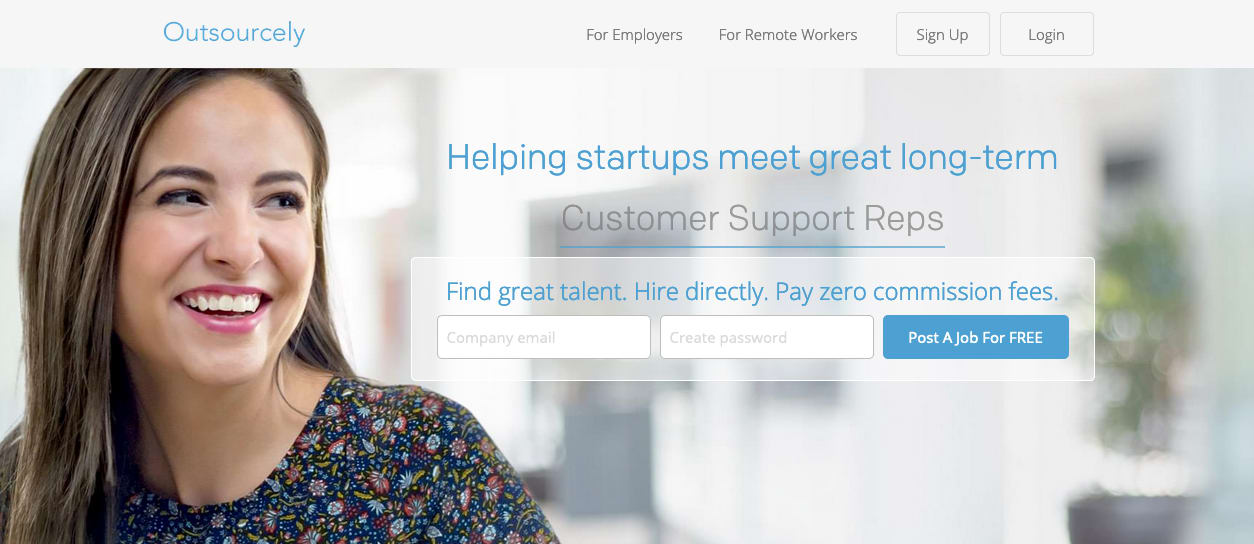 fiverr alternative Outsourcely home page