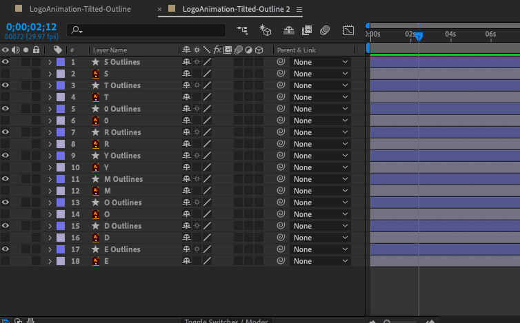 Animation of layers stage of how to animate your logo