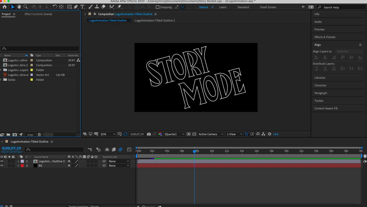 composition stage of how to animate a logo in seven steps