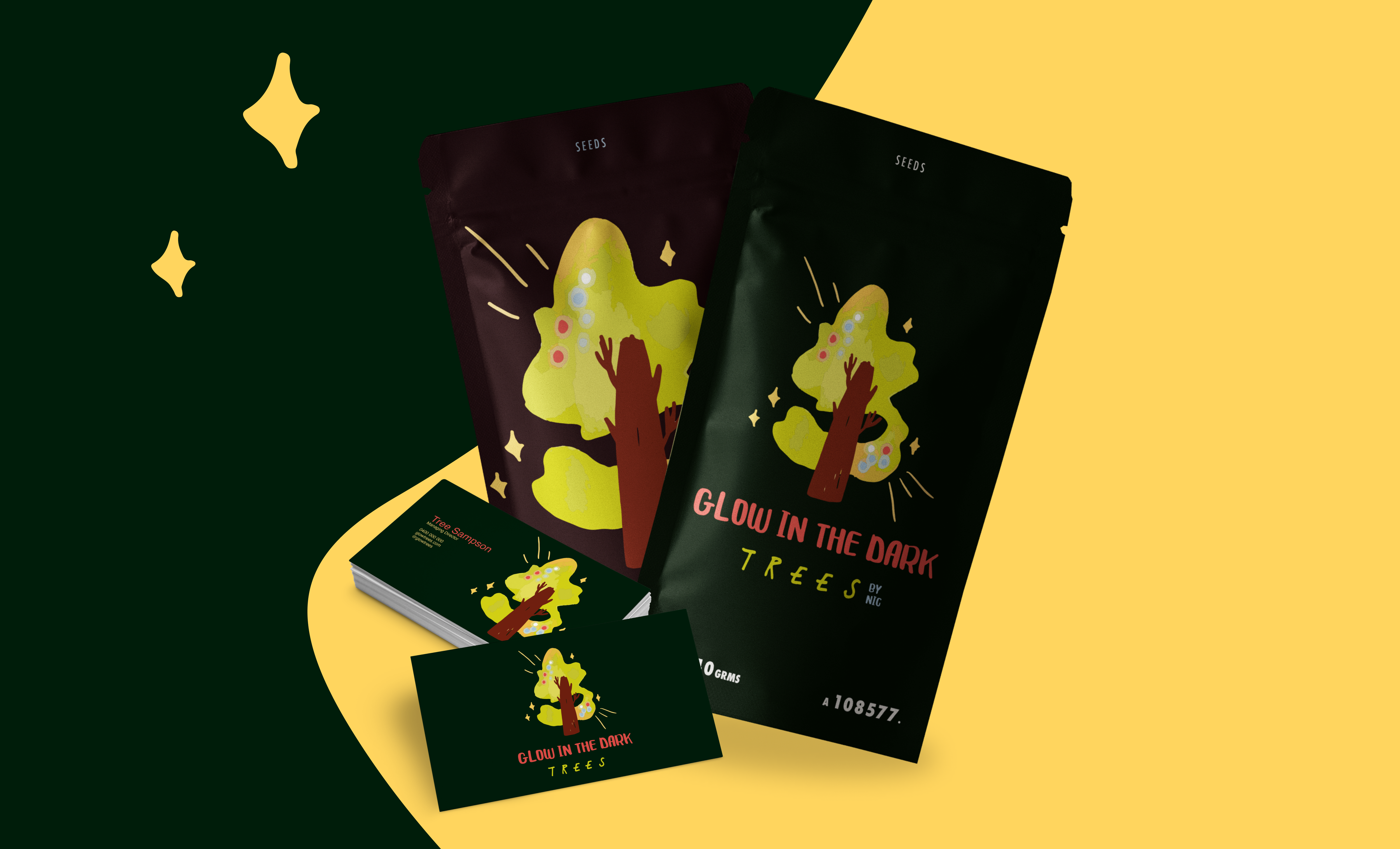 Glow in the Dark Trees logo and branding by ananana14