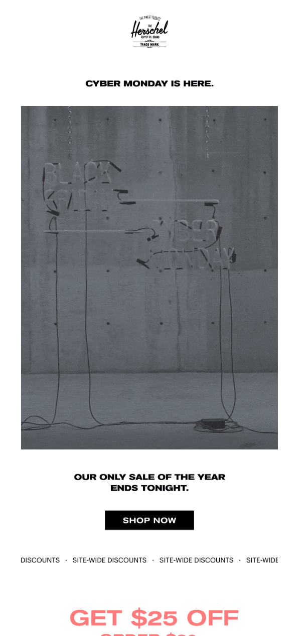 Herschel Cyber Monday campaign