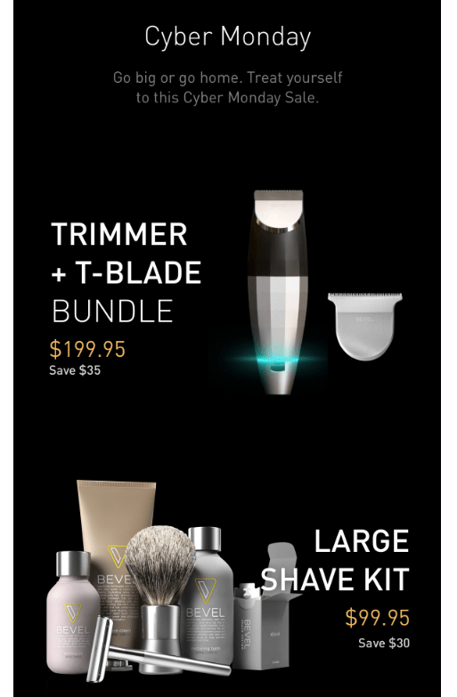 Bevel Cyber Monday campaign