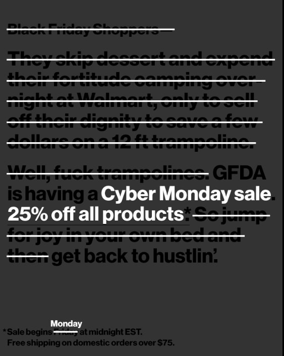 Good Fucking Design Black Friday campaign