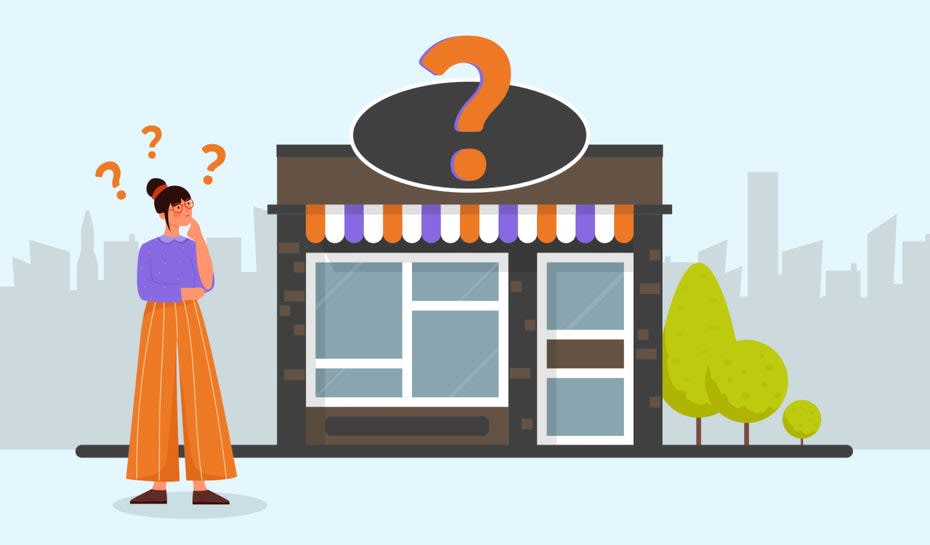 An illustration of a person thinking of a business name