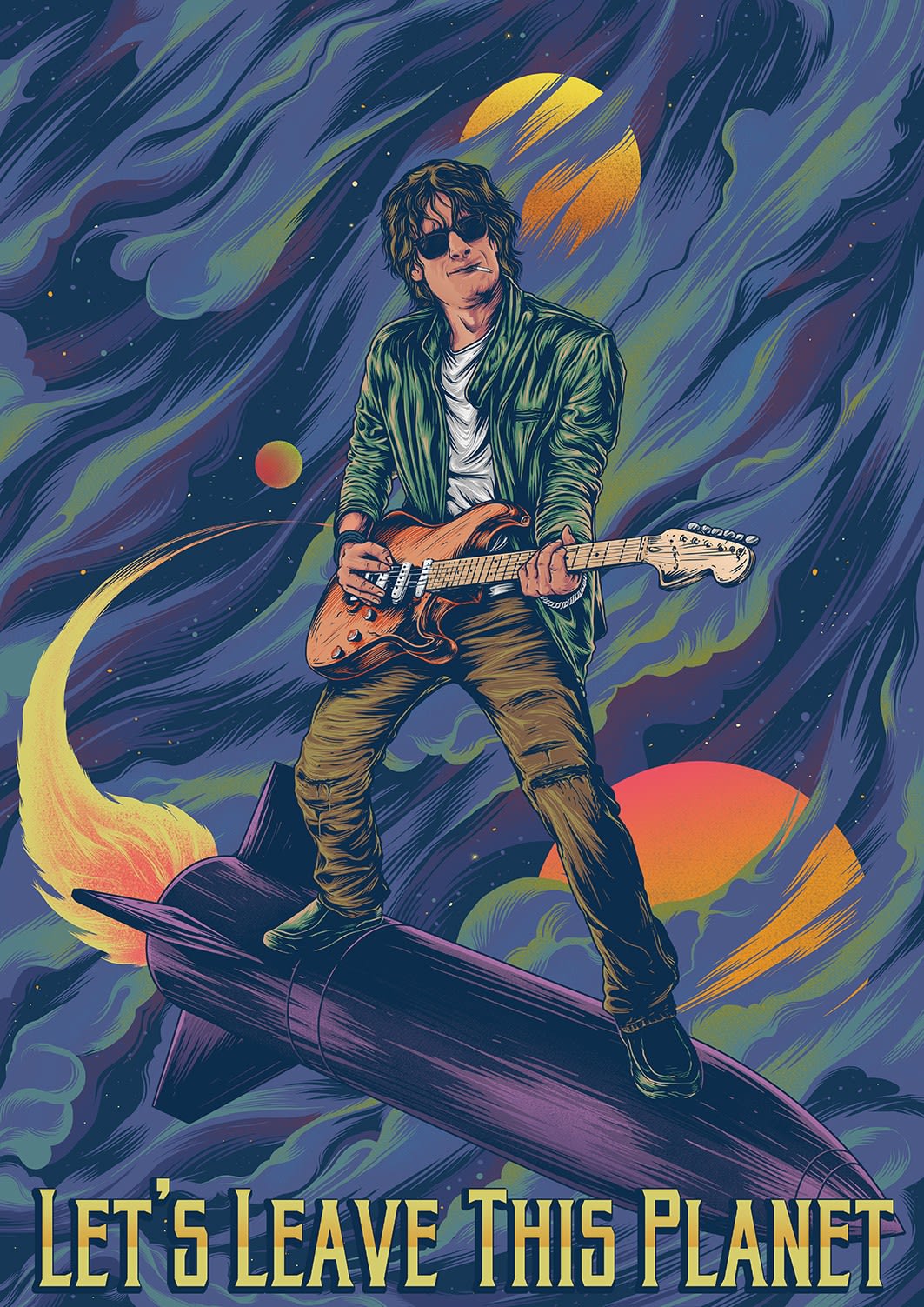 Trippy 70s space rock illustration