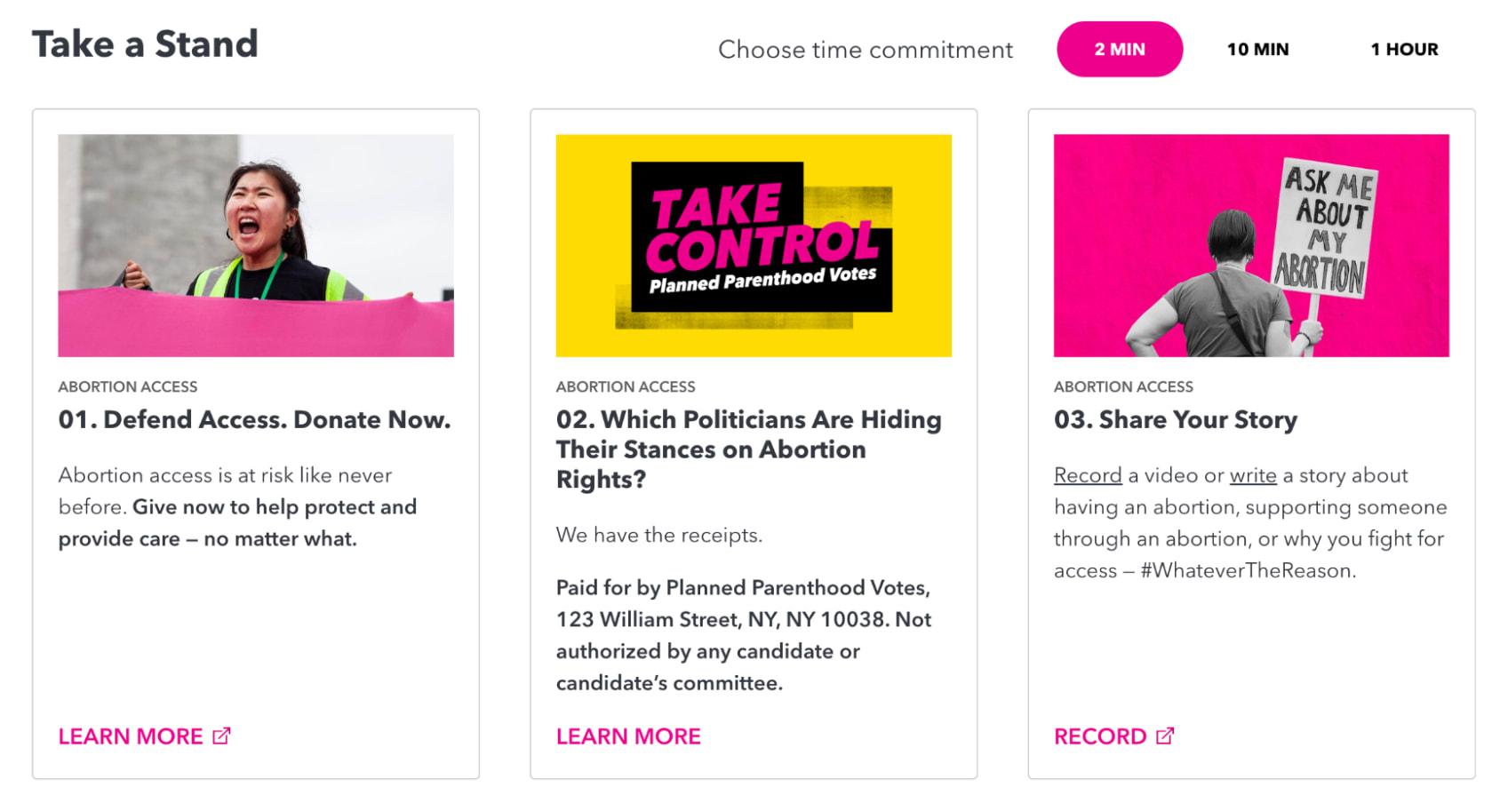 Planned Parenthood educating supporters on different women&rsquo;s rights concerns.