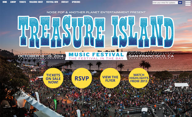 Web design for Treasure Island