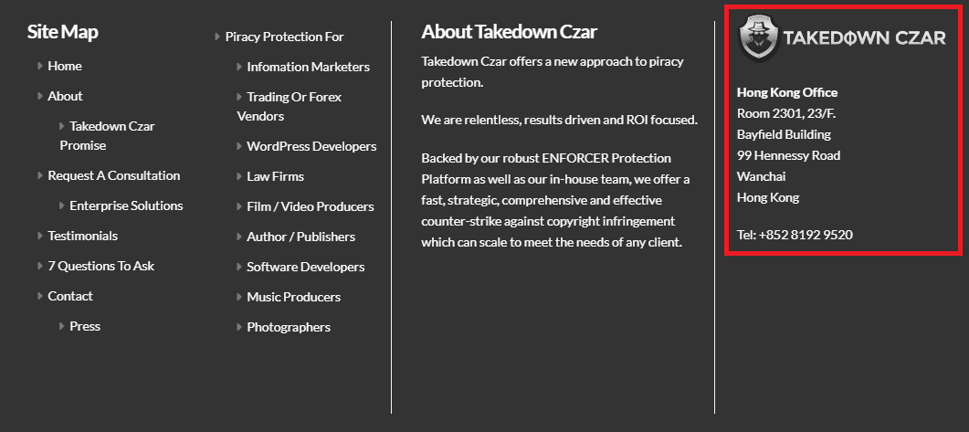 Takedown Czar website