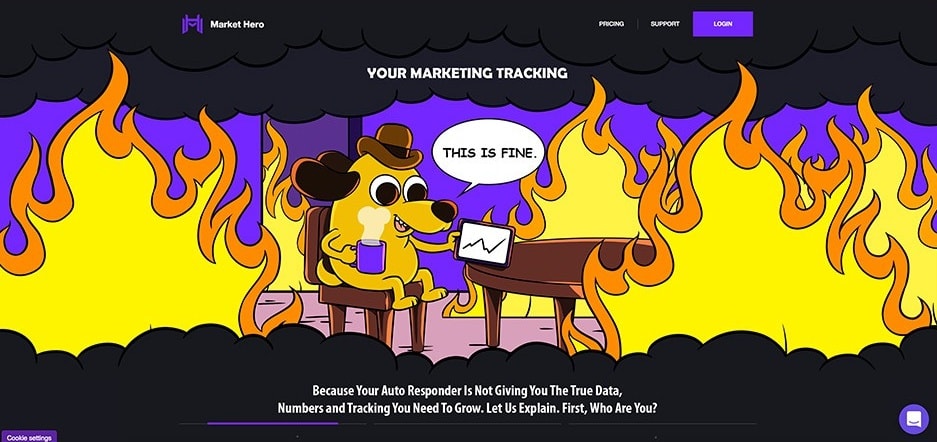 &ldquo;This is fine&rdquo; dog design on a landing page