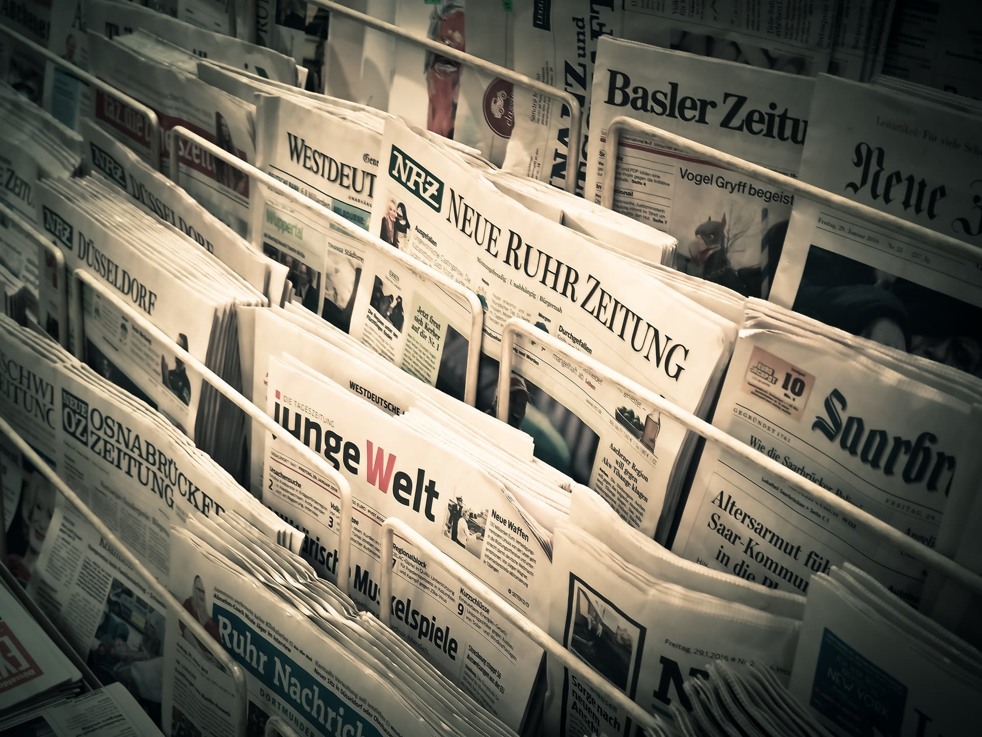 Newspapers in stand