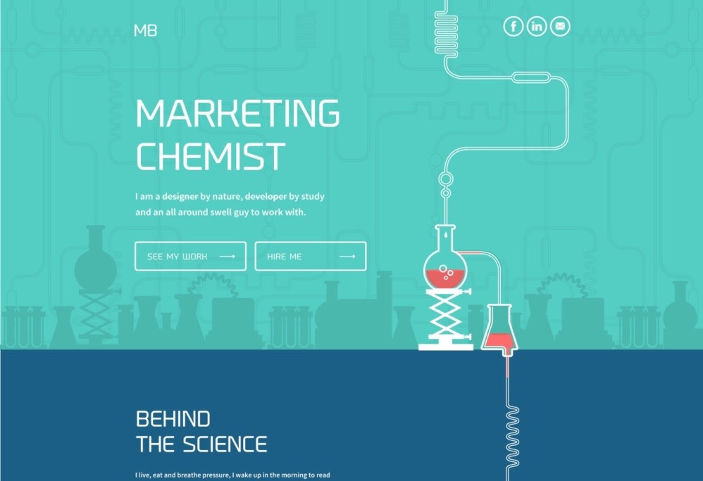 Colorful website with a white pipe and tex