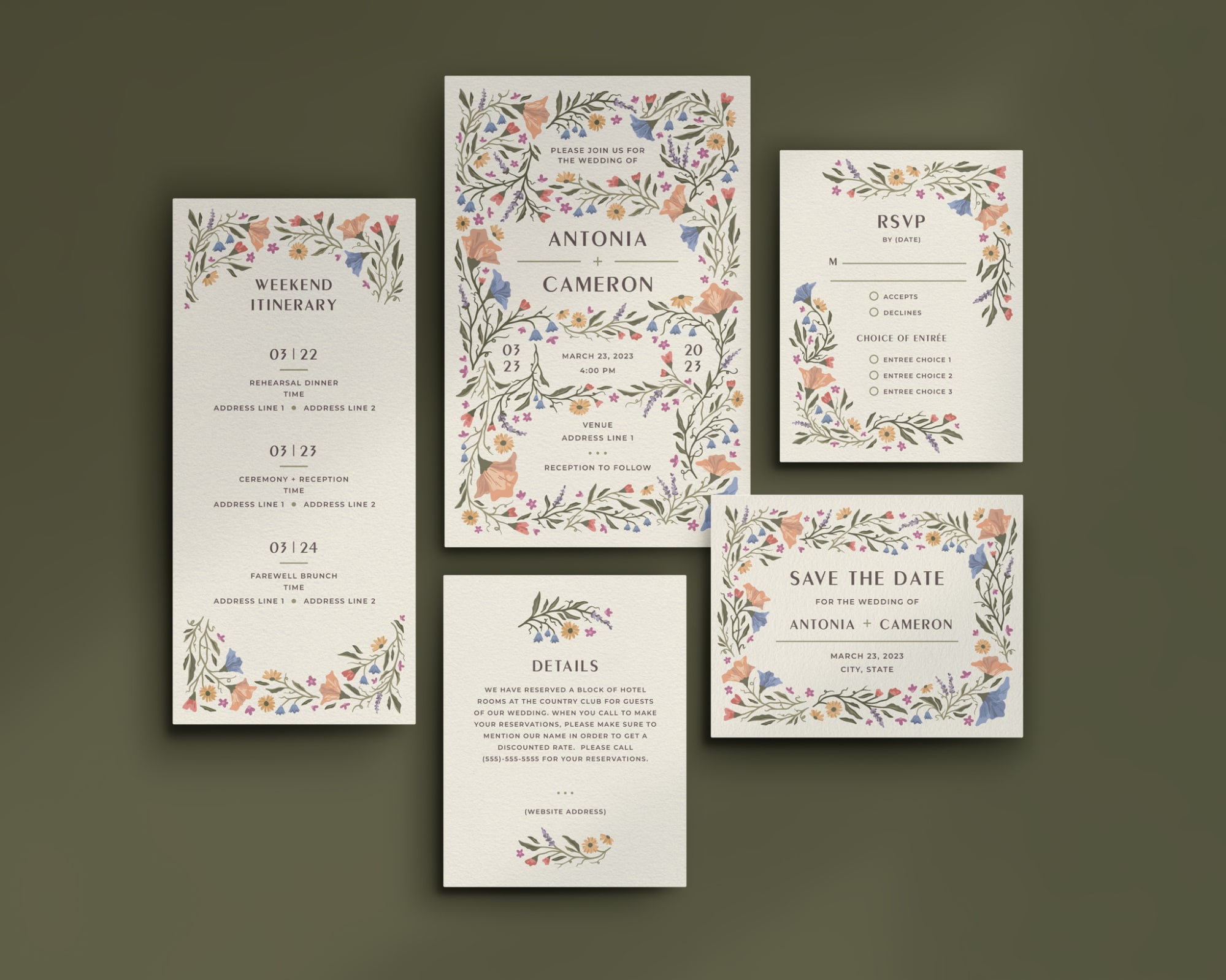Floral wedding invitation idea