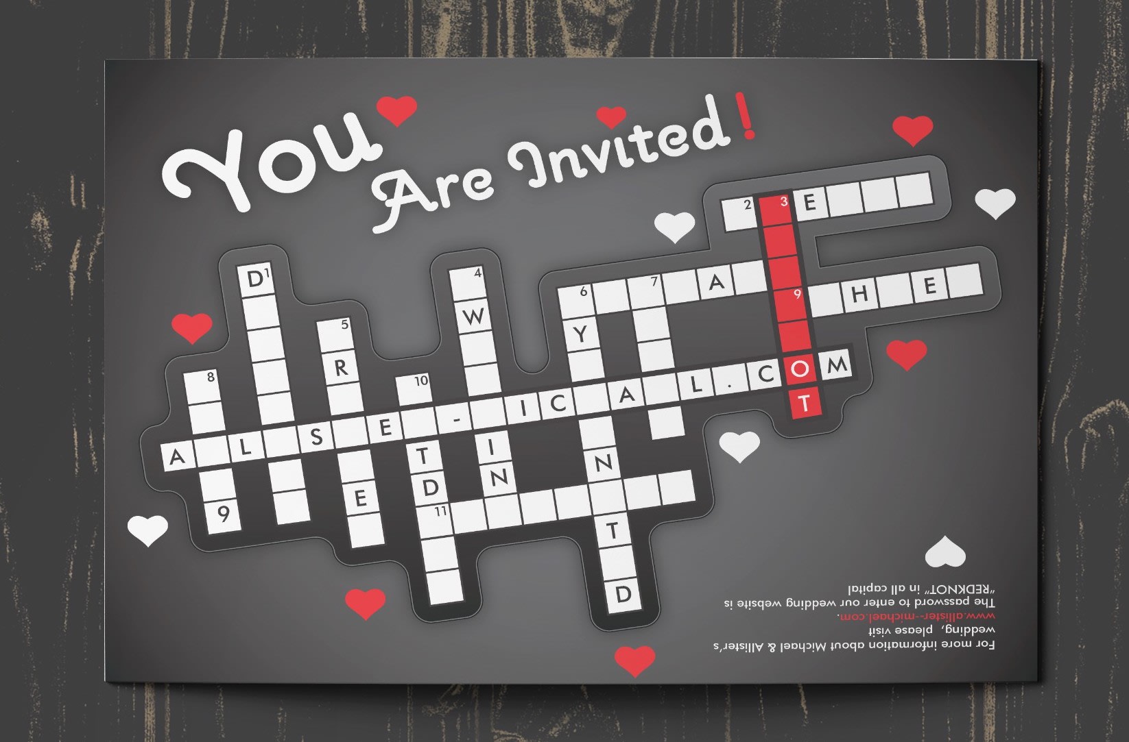 Crossword wedding invitation idea