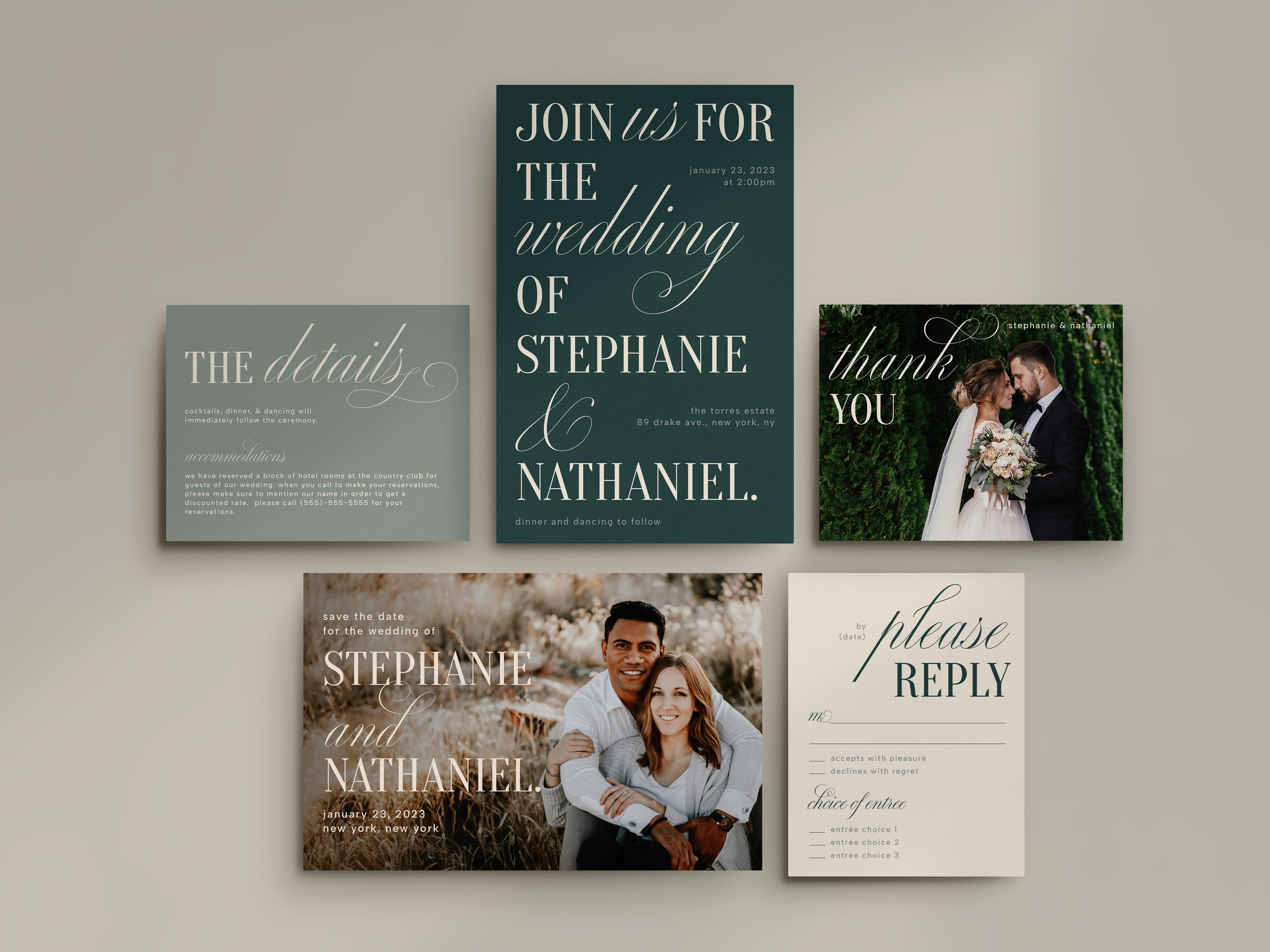 Mixed bold font styles as a wedding invitation idea