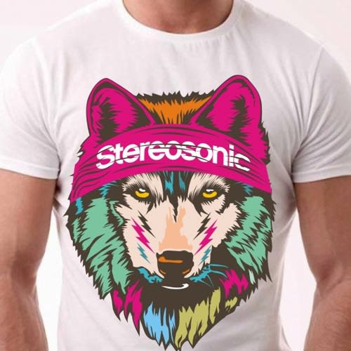 Colorful wolf t shirt design