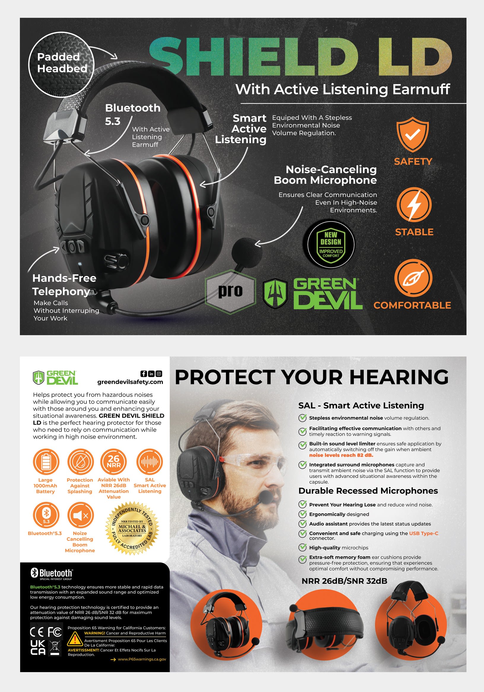 Promotional flyer design for an earmuff product