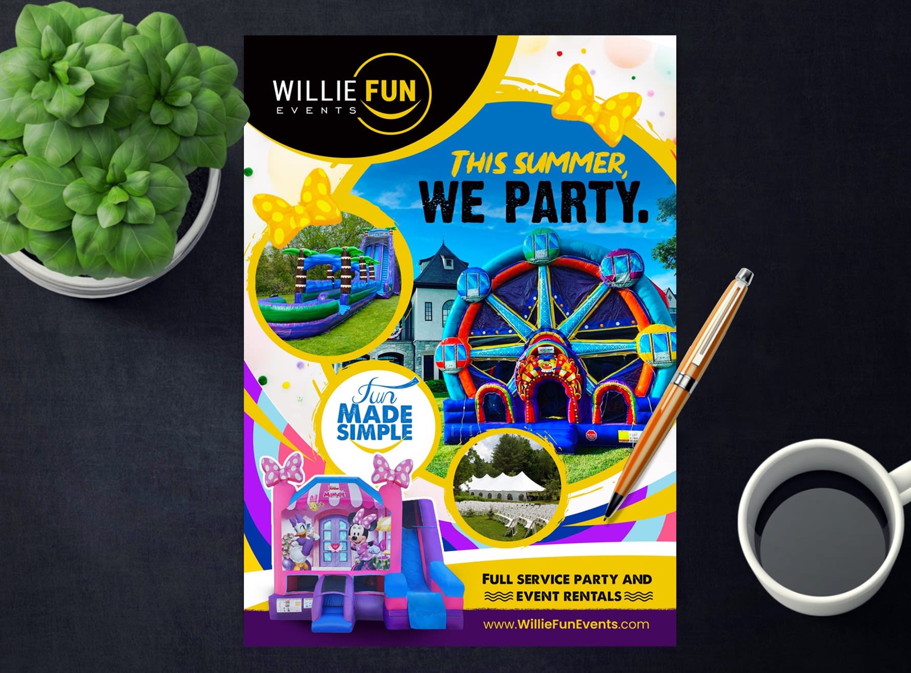 Flyer design for a party supplier brand