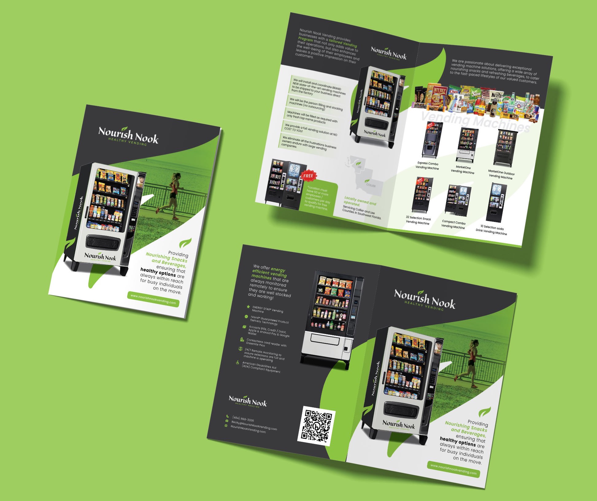 Informational brochure design for a vending machine
