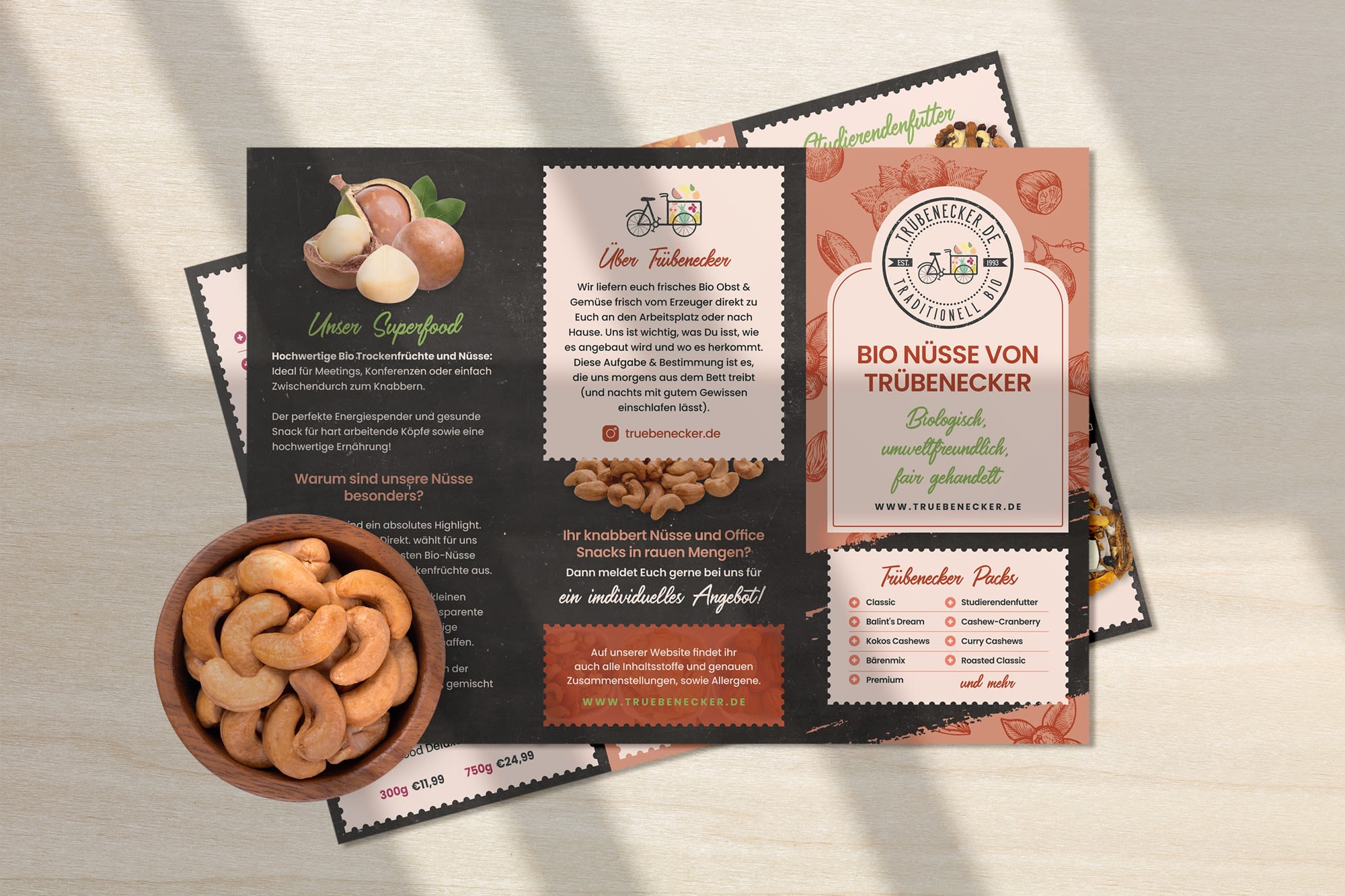 Brochure design for a nut food brand