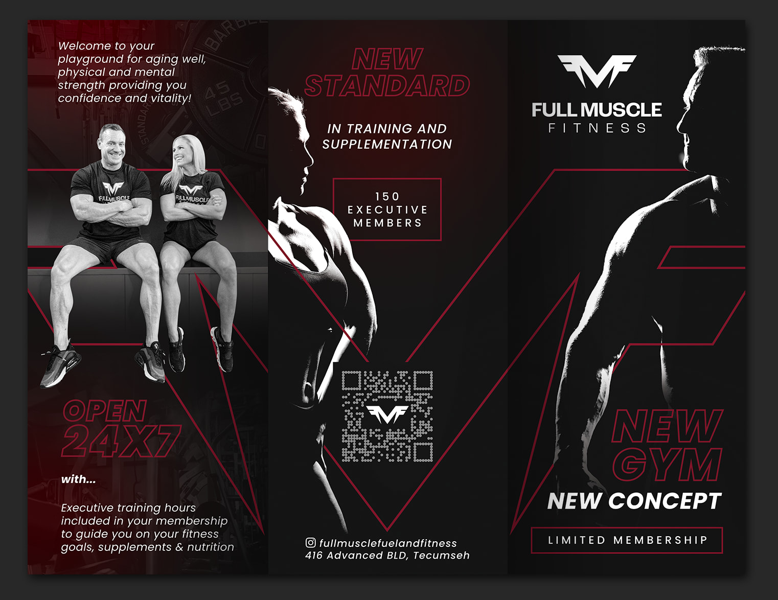 Brochure design for a physical fitness brand