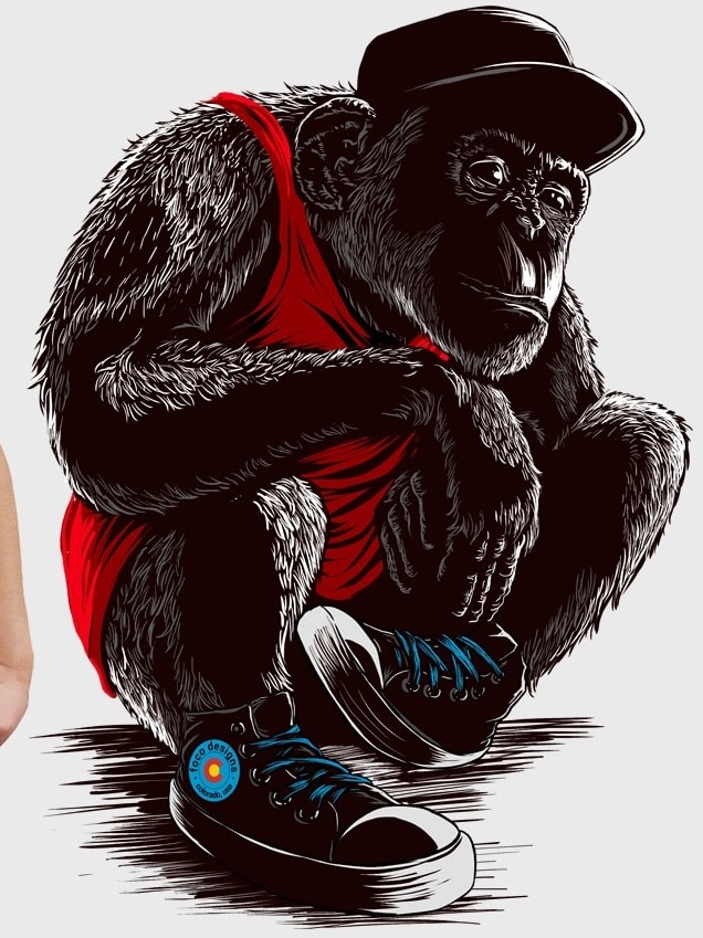 Sneaker chimp t-shirt illustration