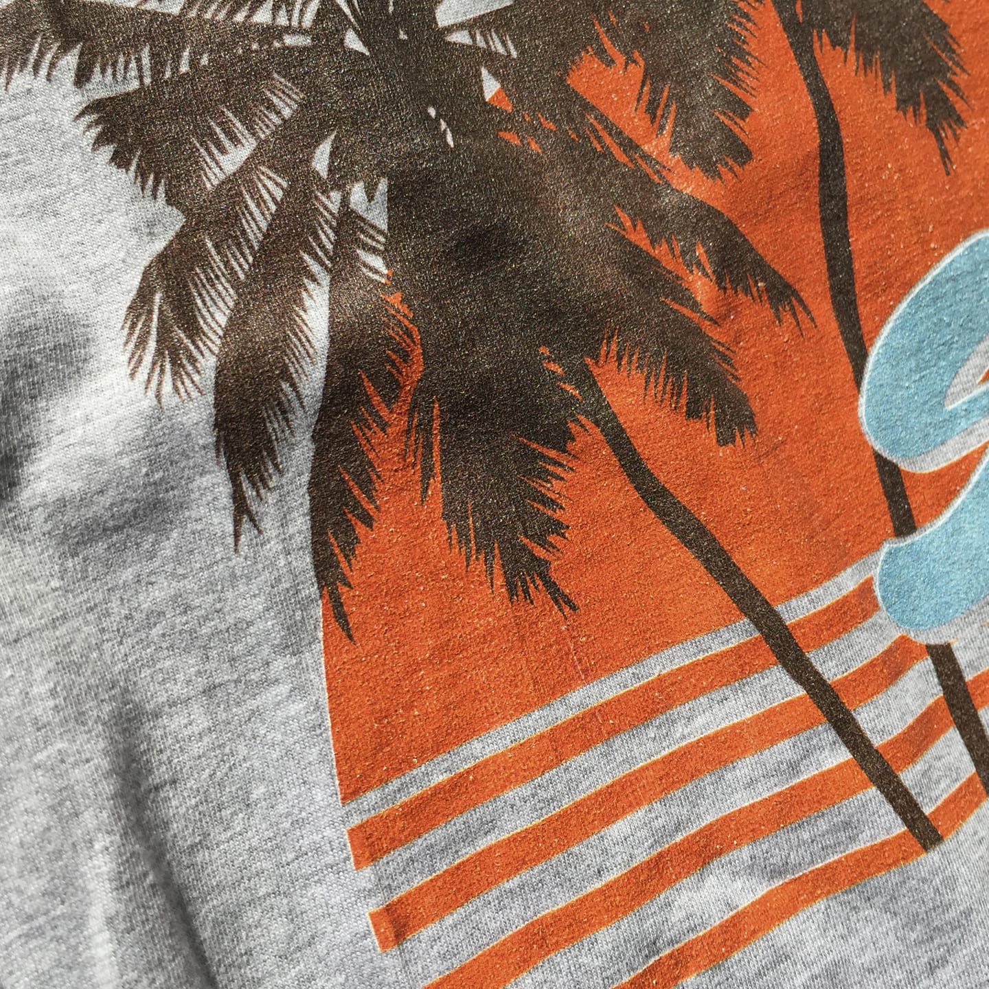 A close of a direct to garment printing detail on a detail