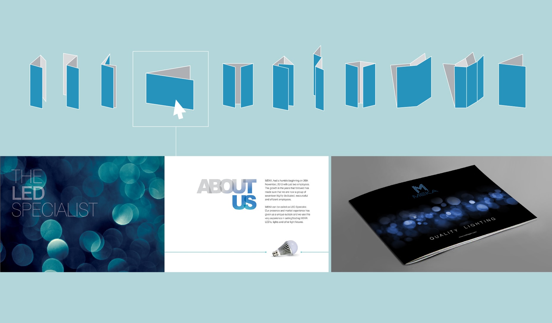 Different brochure folds and a brochure mock-up
