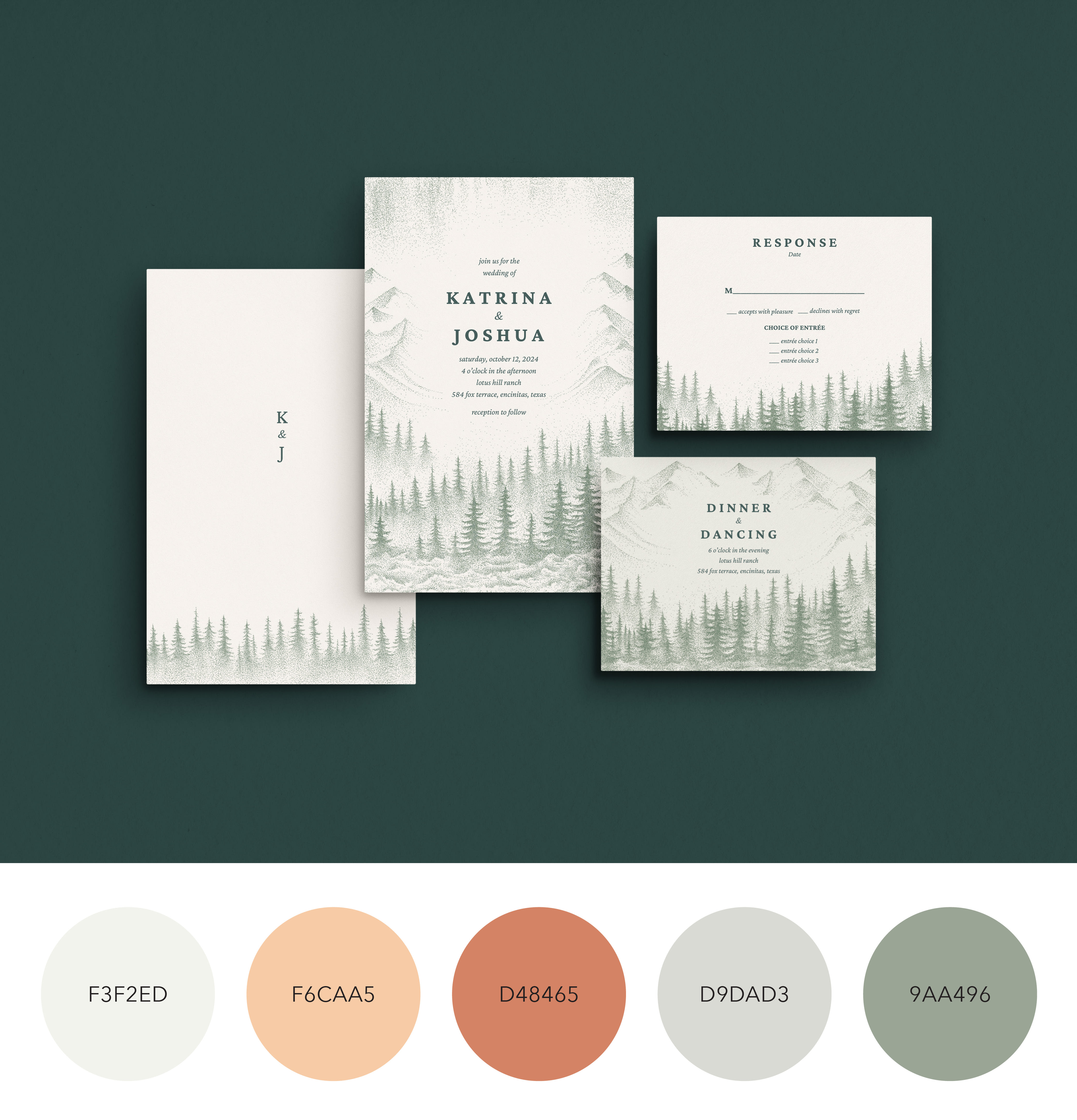 A color palette for a destination wedding