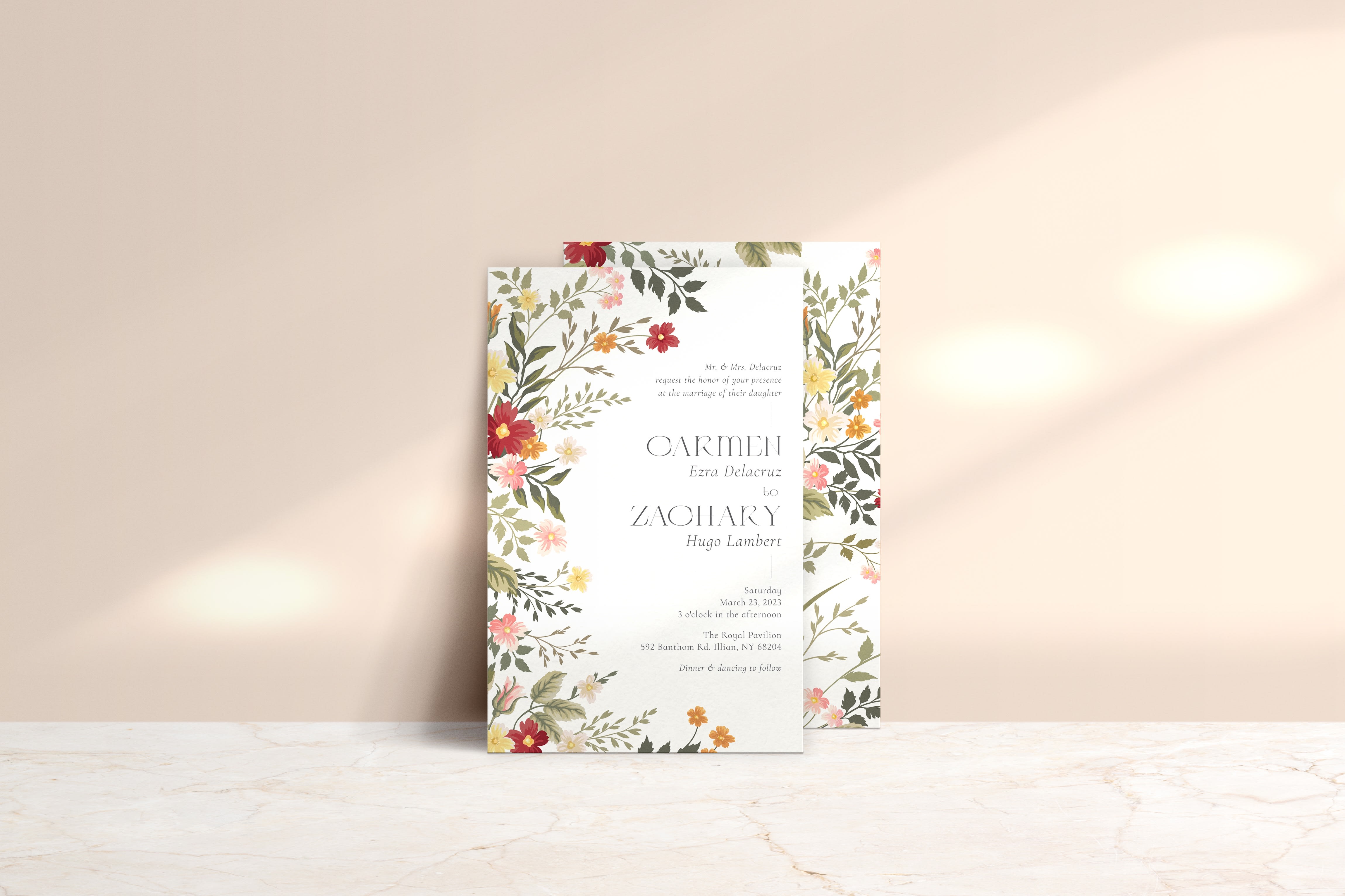 Blooms botanicals wedding invitation template