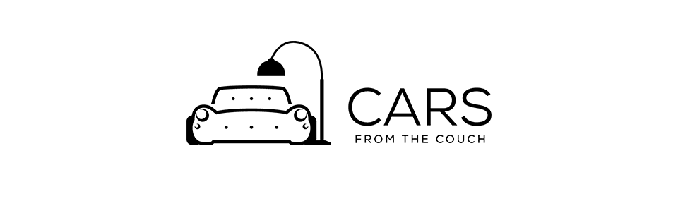 Un logo noir et blanc simple d'une voiture faite &agrave; partir d'un canap&eacute;