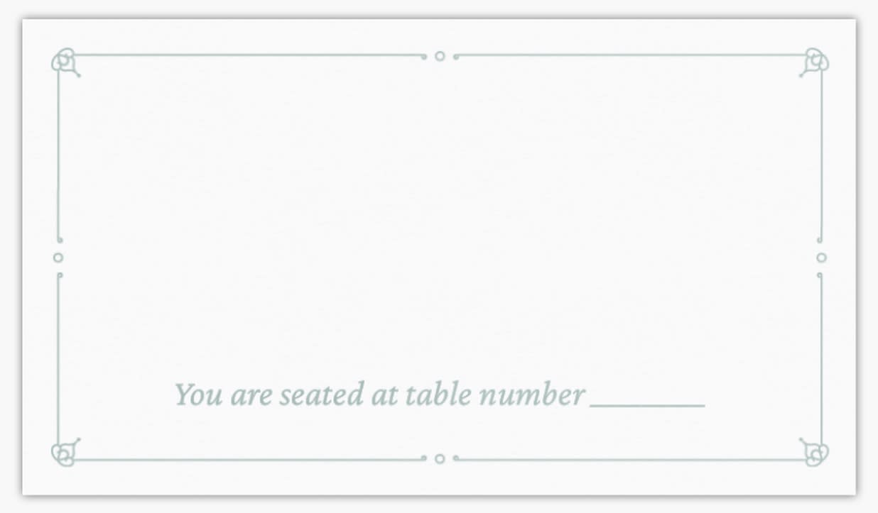  simple white place card with a thin mint green border