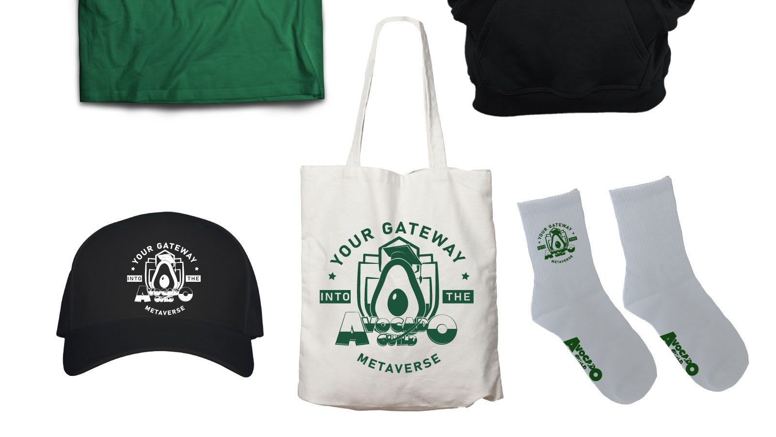 Hat as part of a package of merchandise promoting an event “The gateway into the AvocadoGuild Metaverse”