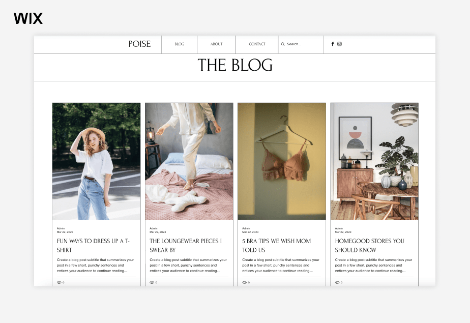 Wix small business blog example