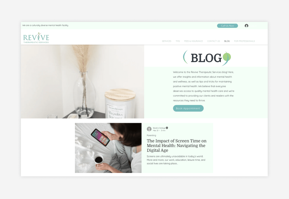 Wix small business blog example