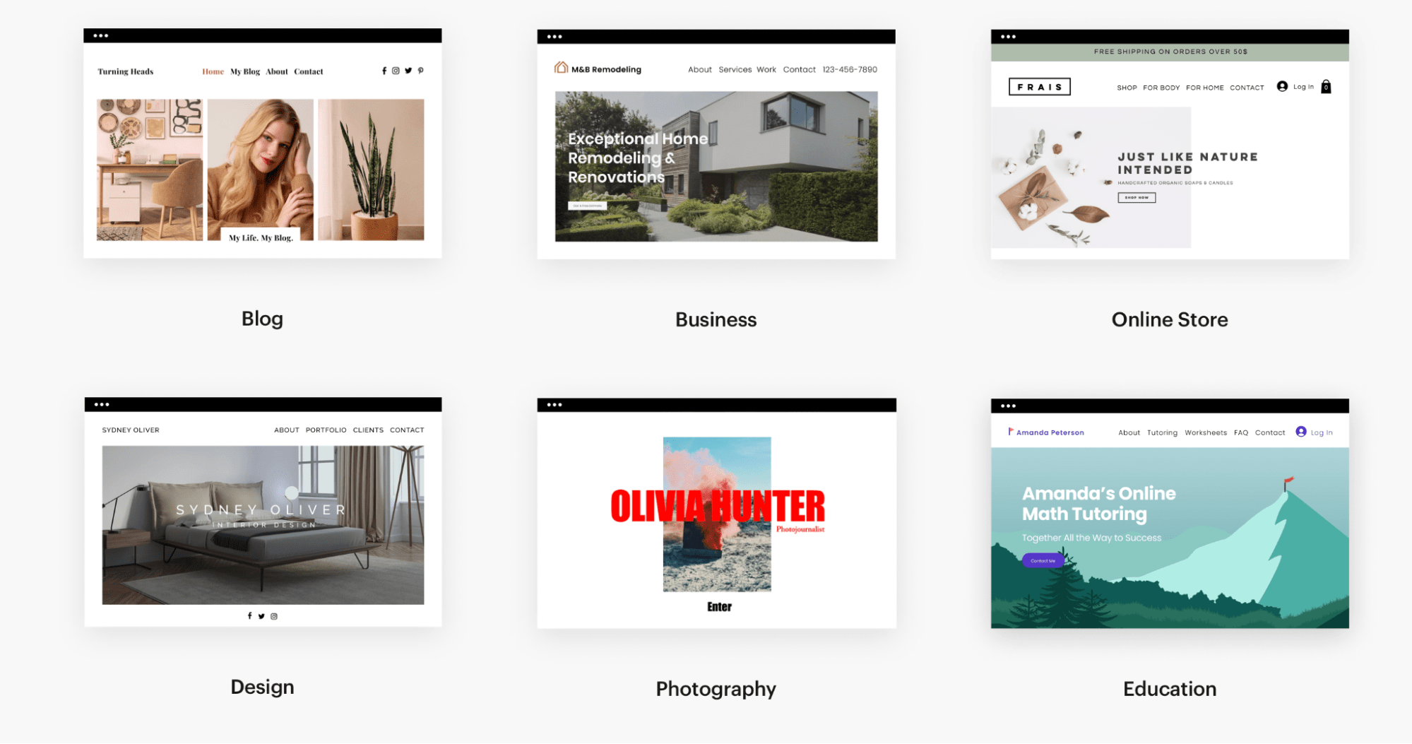 Websites by Vista x Wix web design templates