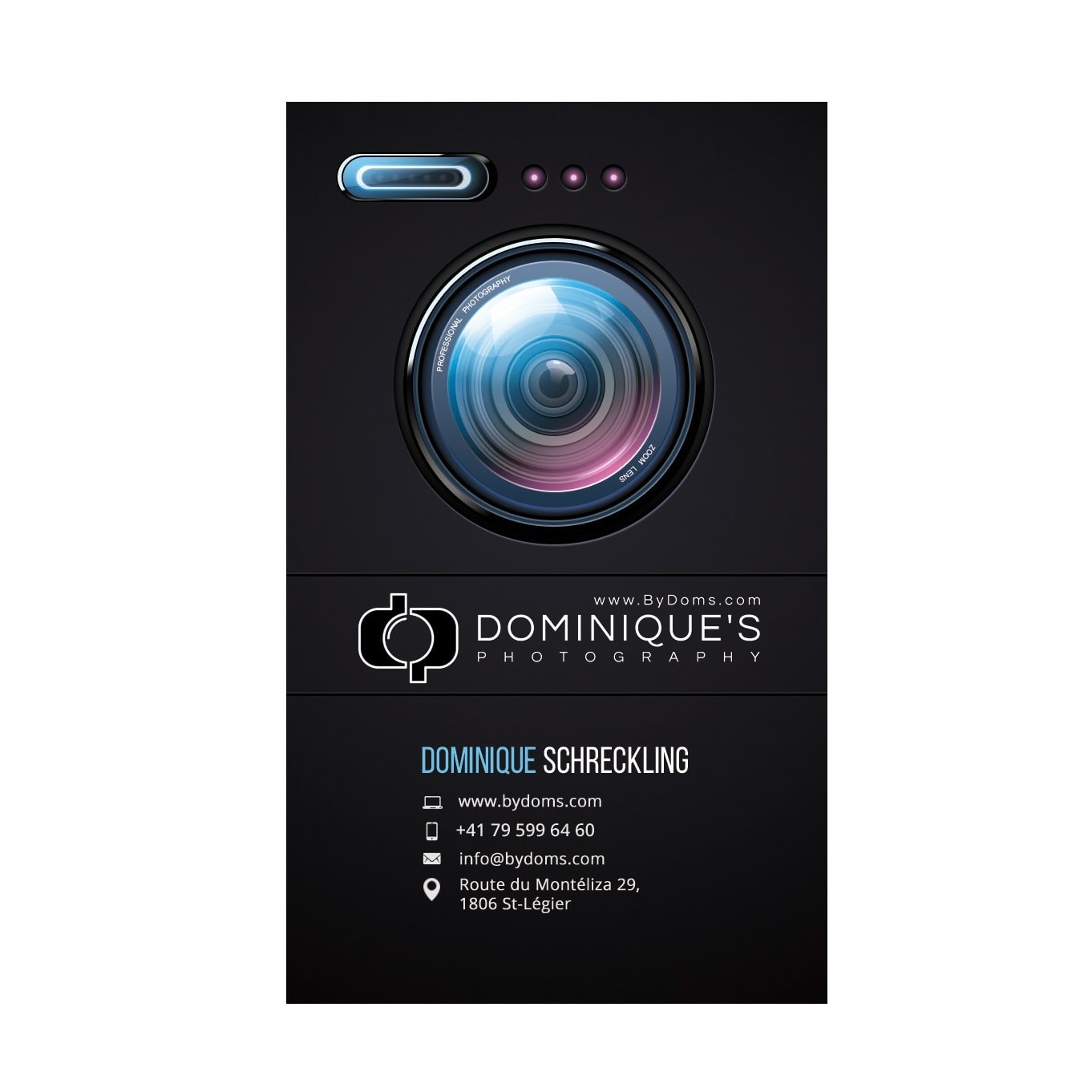 Creative photography business card idea that looks like a camera