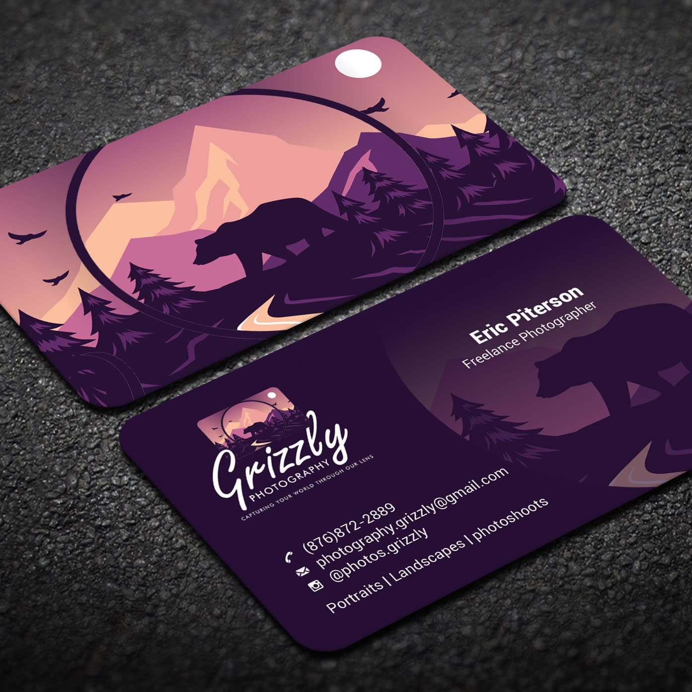Business card featuring a bear image