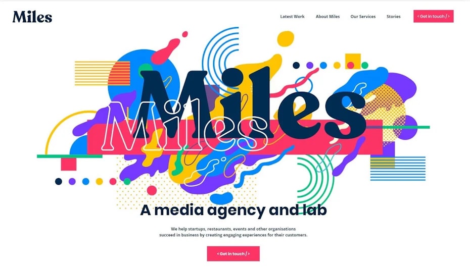 Website design that uses abstract shapes