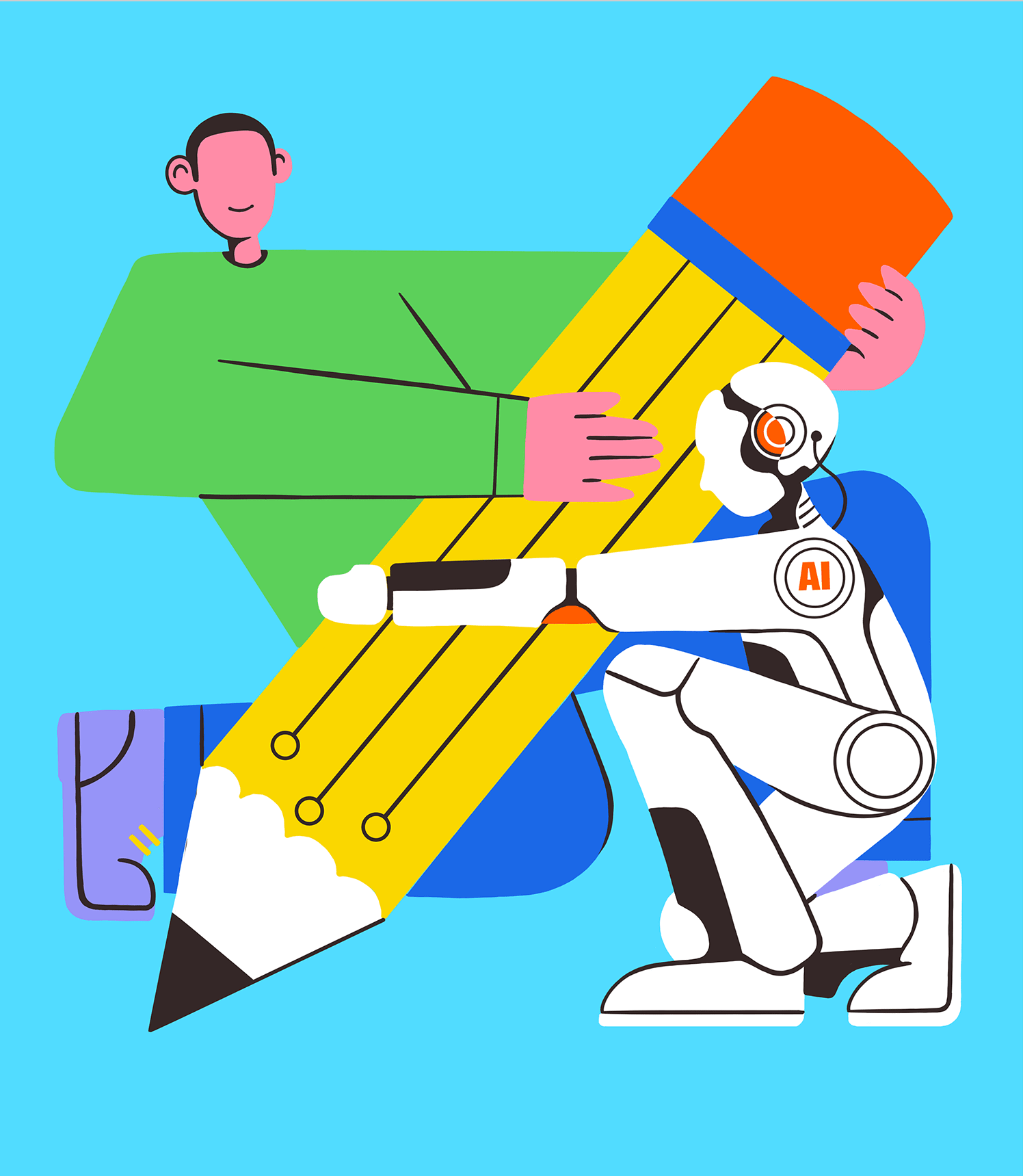 robot guides designer's pencil