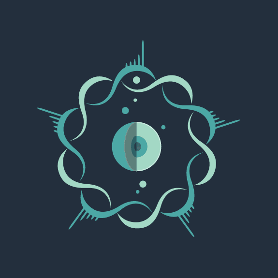 Design de logo bleu avec une forme d'atome abstraite