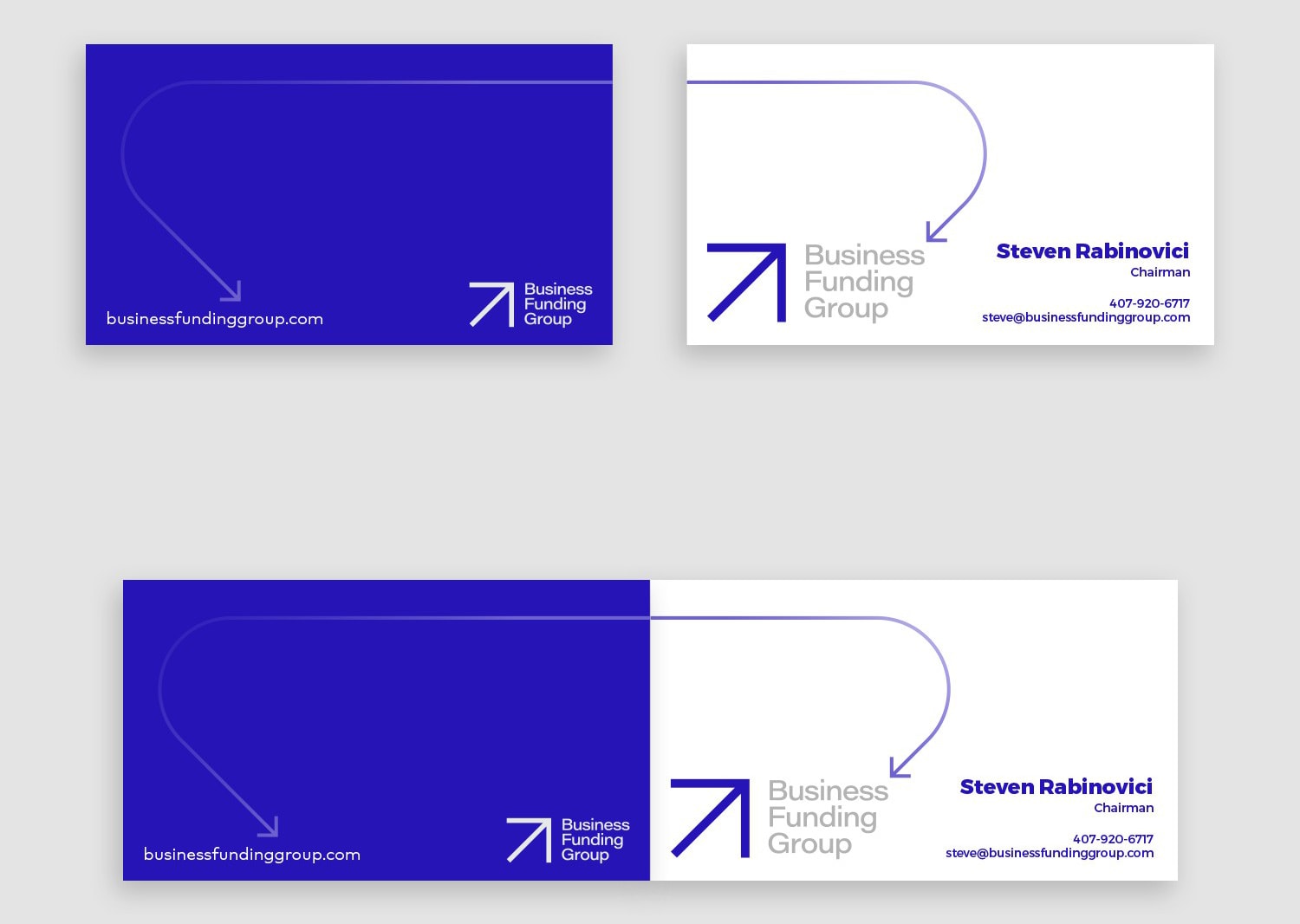 Real estate business card with bold blue color palette